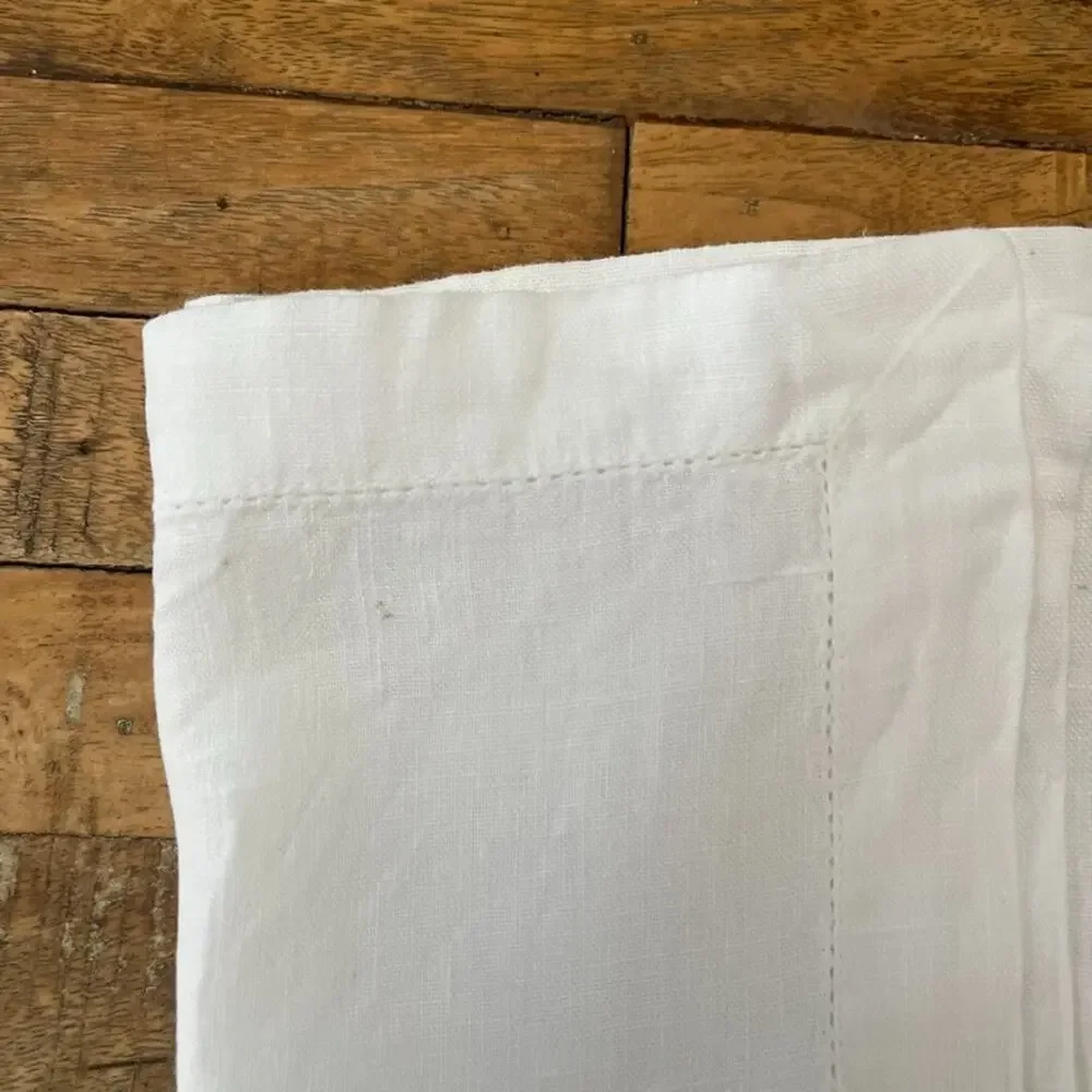 Unbranded Set Off Two White Linen Blend Cloth Napkins 18 X 18